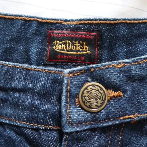 VON DUTCH High Rise Denim Shorts Dark Wash Size 29 - Picture 2 of 7